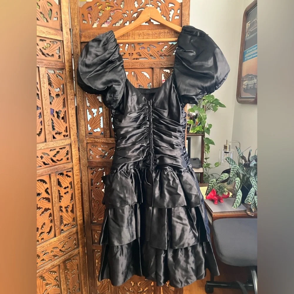 Vintage 80s party dress, puff sleeve - Picture 4 of 8